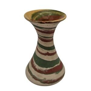 Vintage Silver Springs FLA. Pottery Vase Signed ca. 1940 Green Pink Swirl